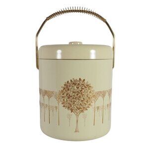 Vintage Retro Otagiri Ice Bucket 4 Pc Set MCM Ivory and Gold Tree EUC MCM Japan